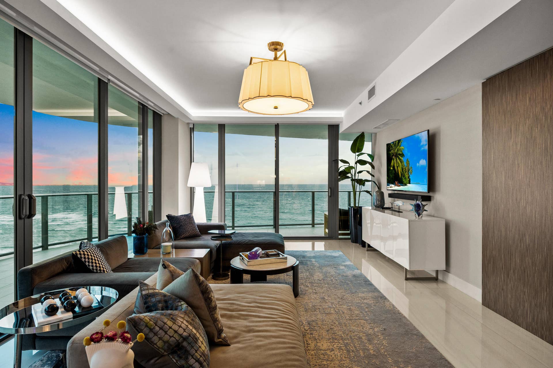 730 N Ocean Boulevard, Pompano Beach, FL 33062 As the sun recedes into the night, the custom lighting comes alive showing why this is the most stylish condo in Pompano Beach.