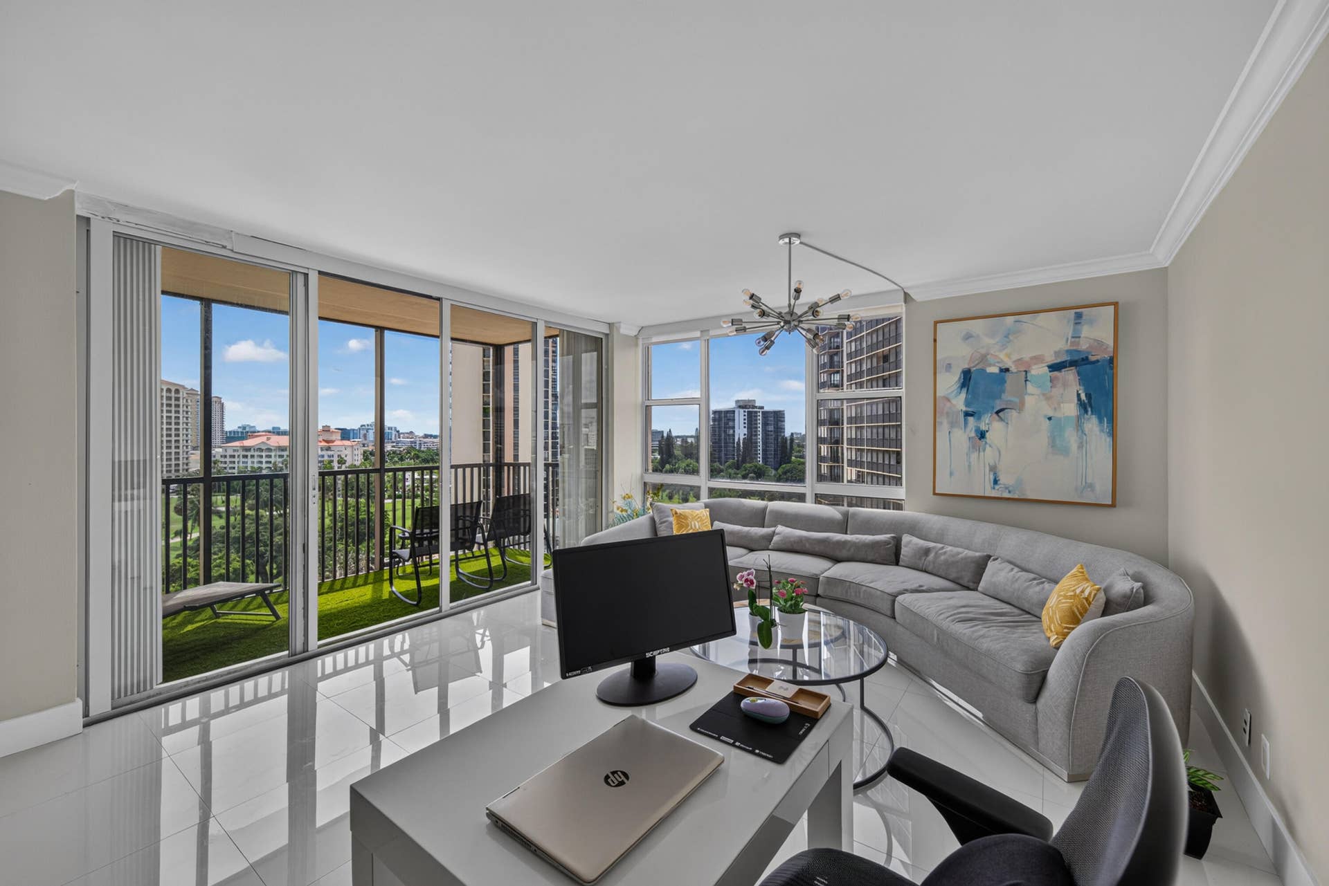 20379 W COUNTRY CLUB Drive, #1139, Aventura, FL 33180 Expansive glass sliding doors, polished tile flooring, and crown molding