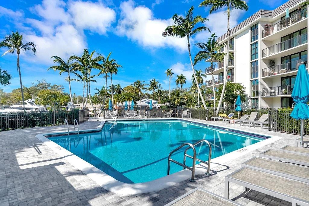1350 River Reach Drive, #417, Fort Lauderdale, FL 33315 Heated Pool & Patio Area