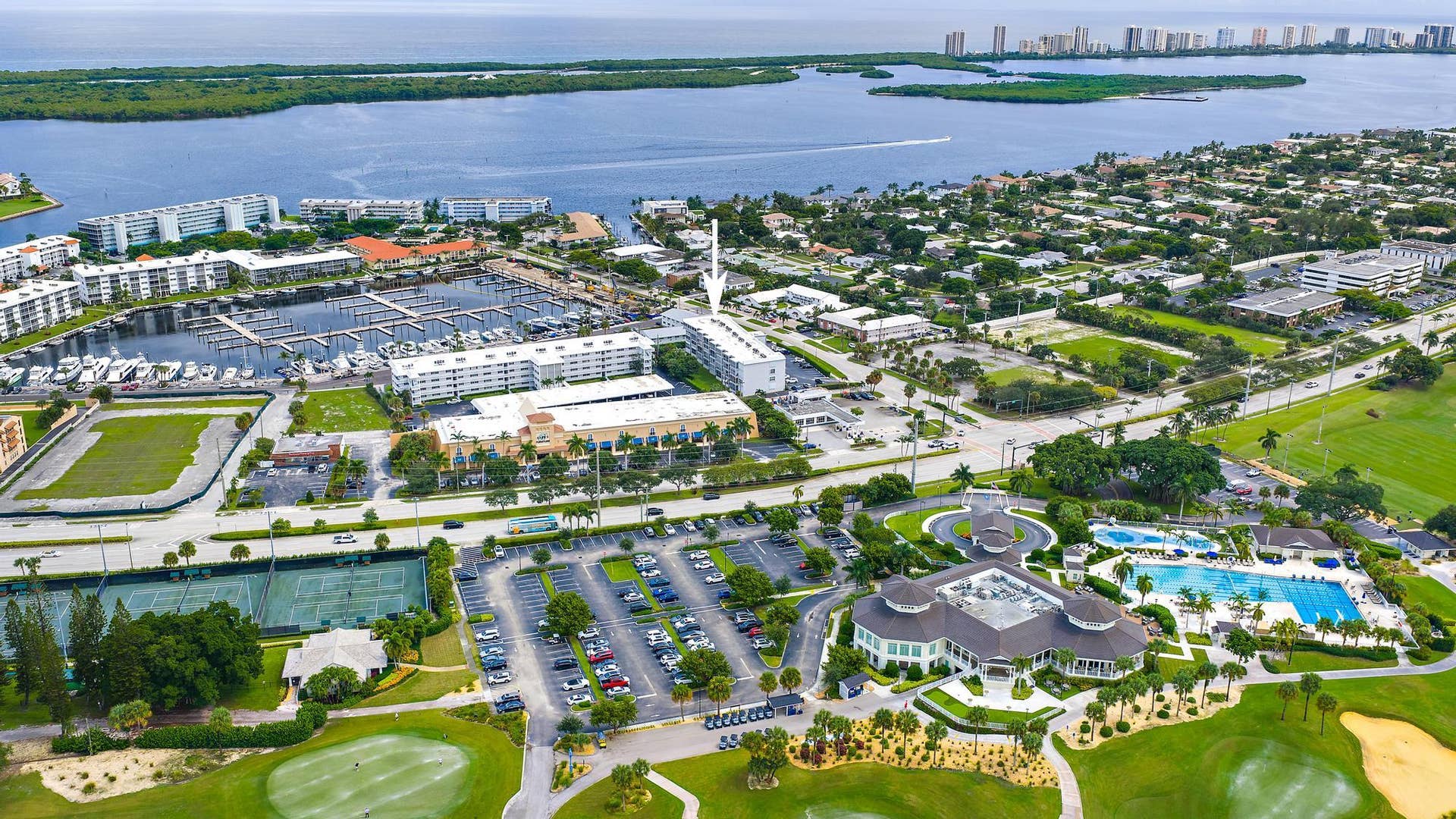 155 Yacht Club Drive, #207, North Palm Beach, FL 33408 Aerial to the East-North Palm Beach Country Club Amenities