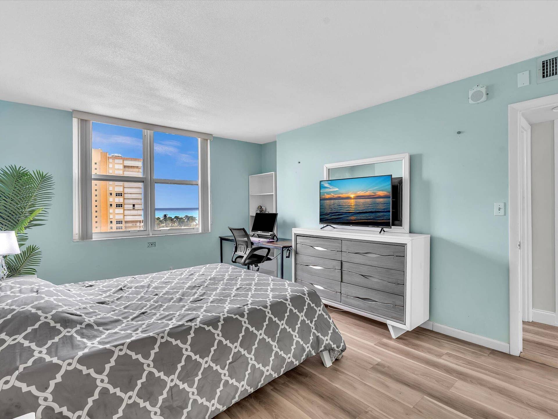 301 N Ocean Boulevard, #709, Pompano Beach, FL 33062 Primary bedroom has full ocean views
