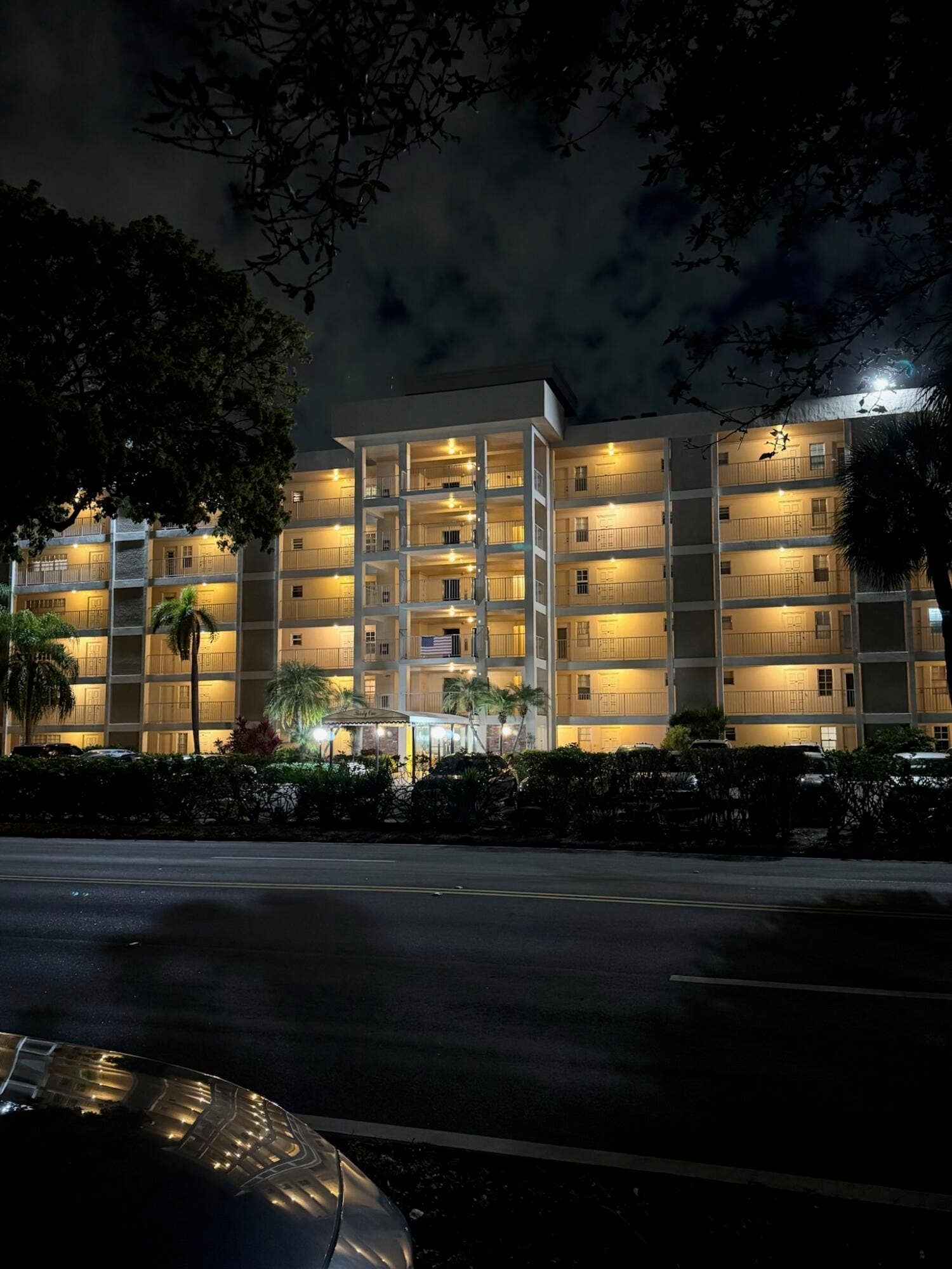 Night time photo of building