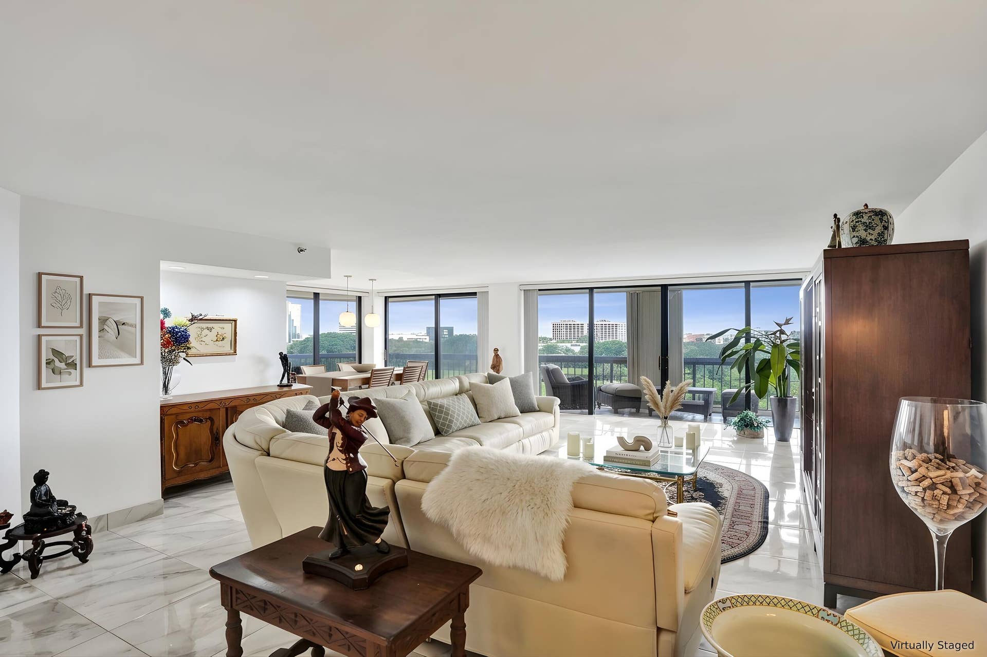 Virtually staged using AI  living and dining area