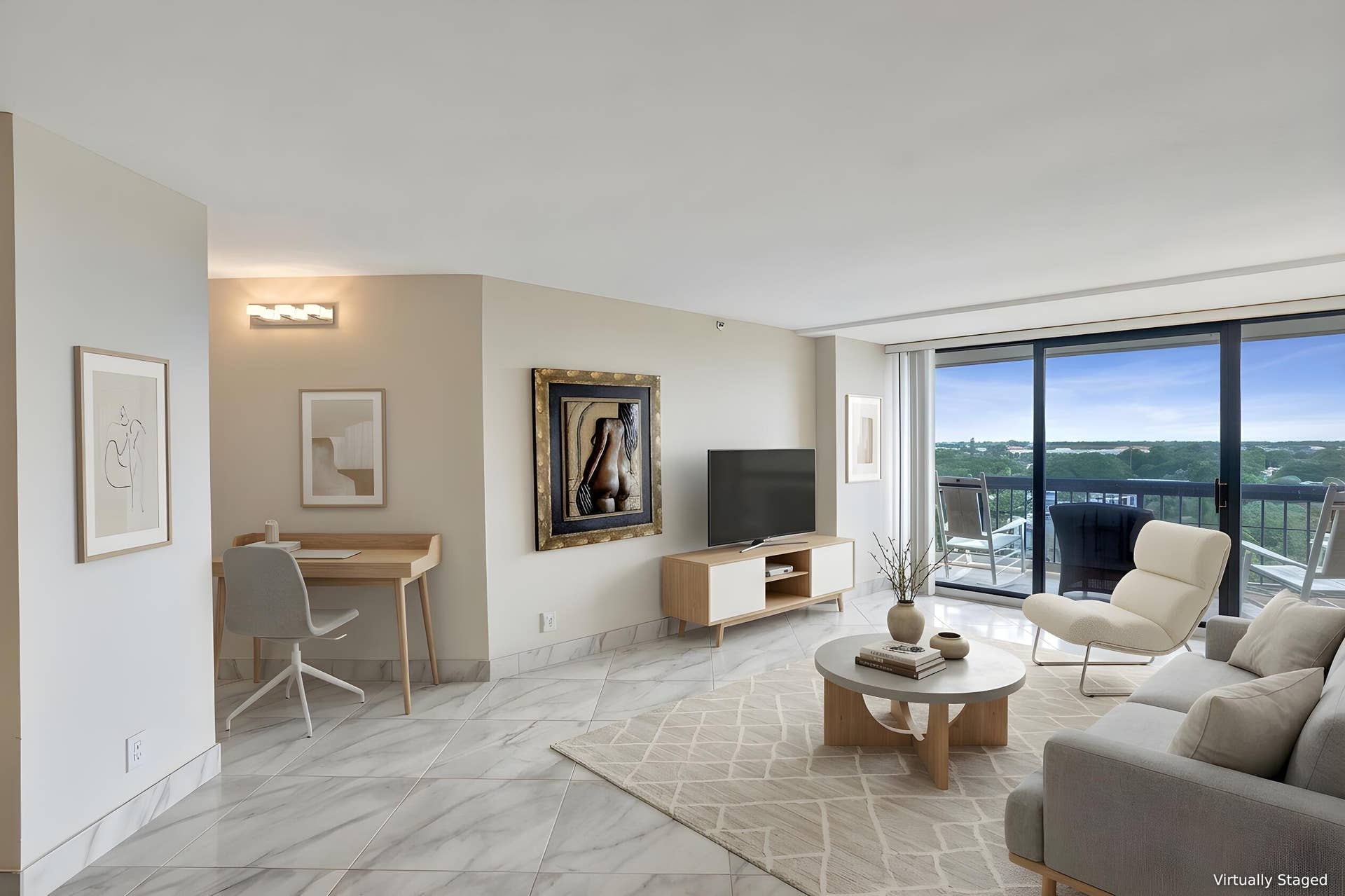 Virtually staged using AI  bedroom or home office