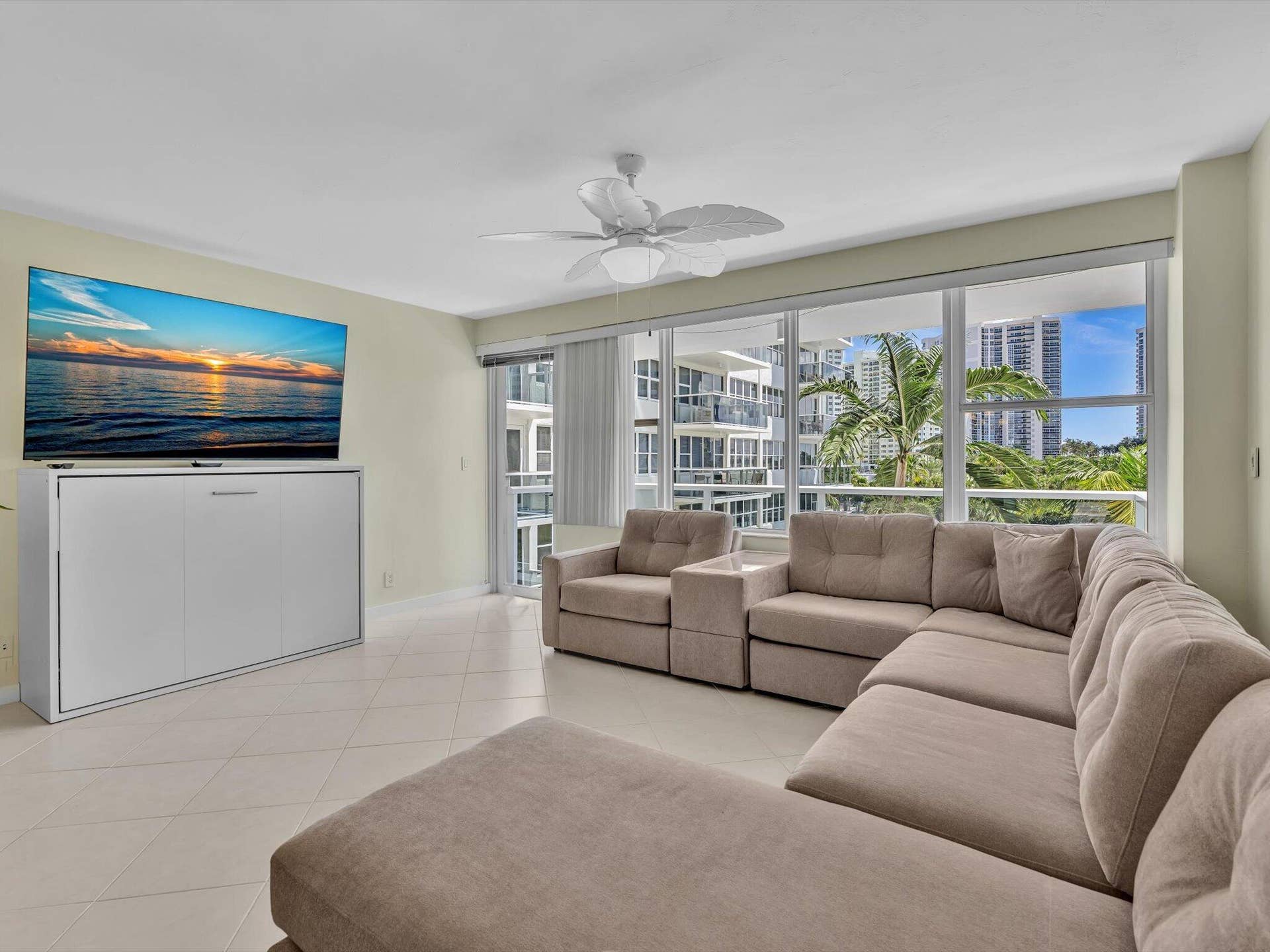 3300 NE 36th Street, #420, Fort Lauderdale, FL 33308 Murphy bed inside cabinet under TV