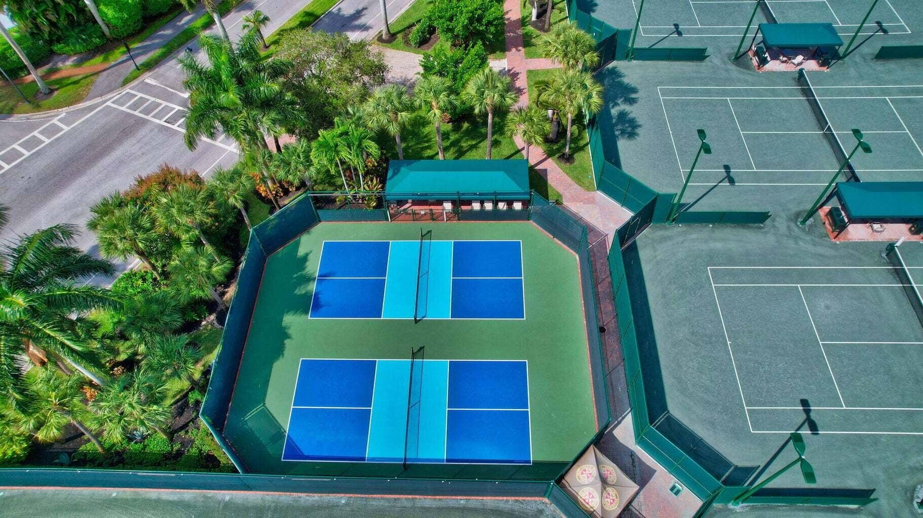 17771 Foxborough Lane, Boca Raton, FL 33496 Aerial view of pickelball courts