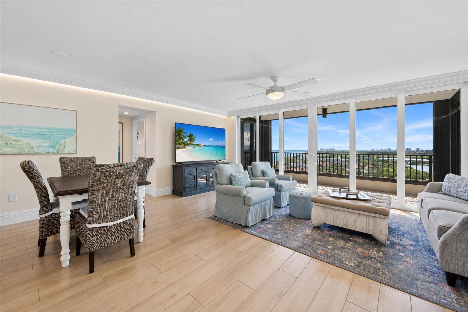 450 OCEAN Drive, #PH3, Juno Beach, FL 33408 Living Area & Dining Area