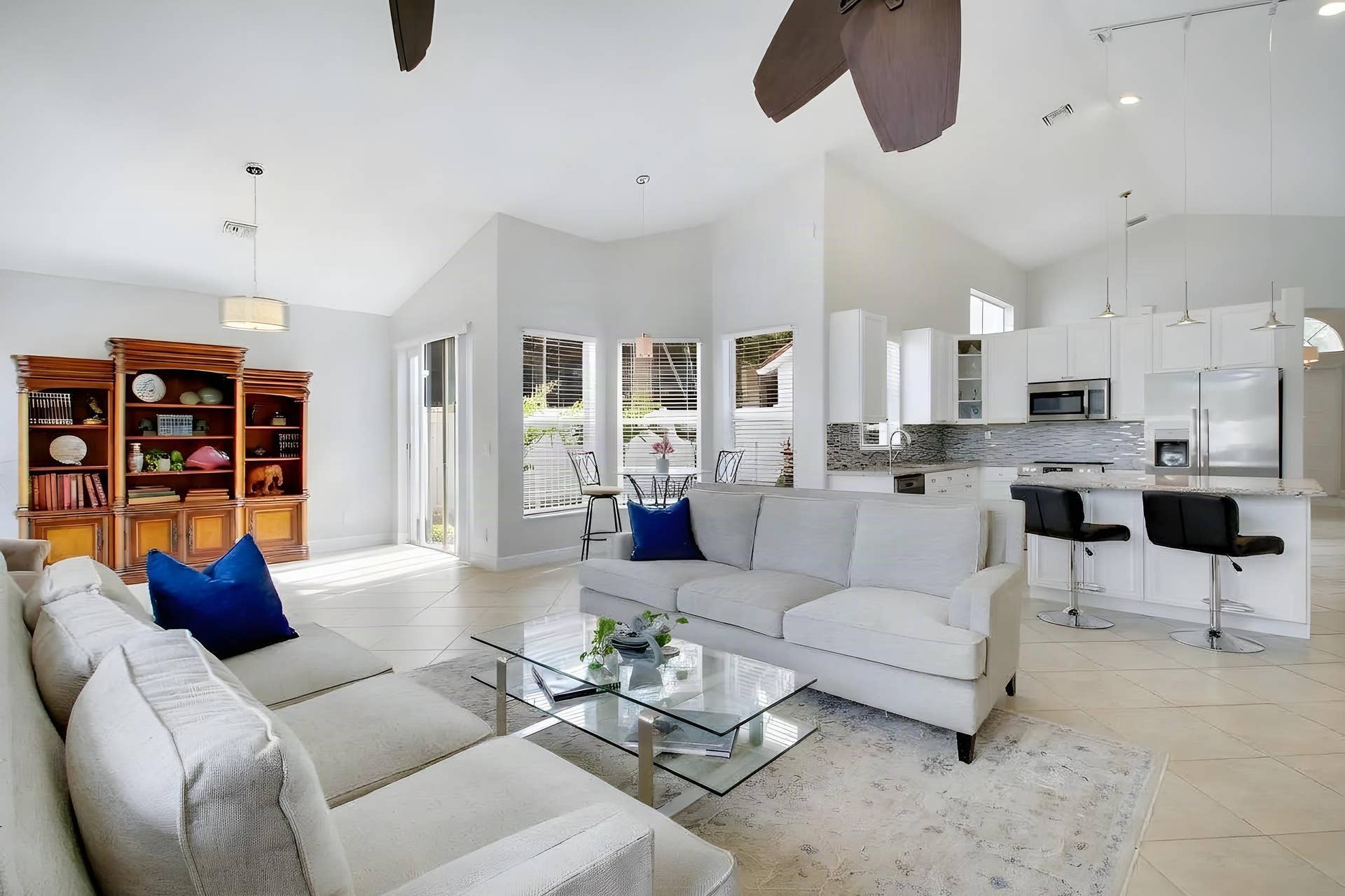 Living area facing kitchen