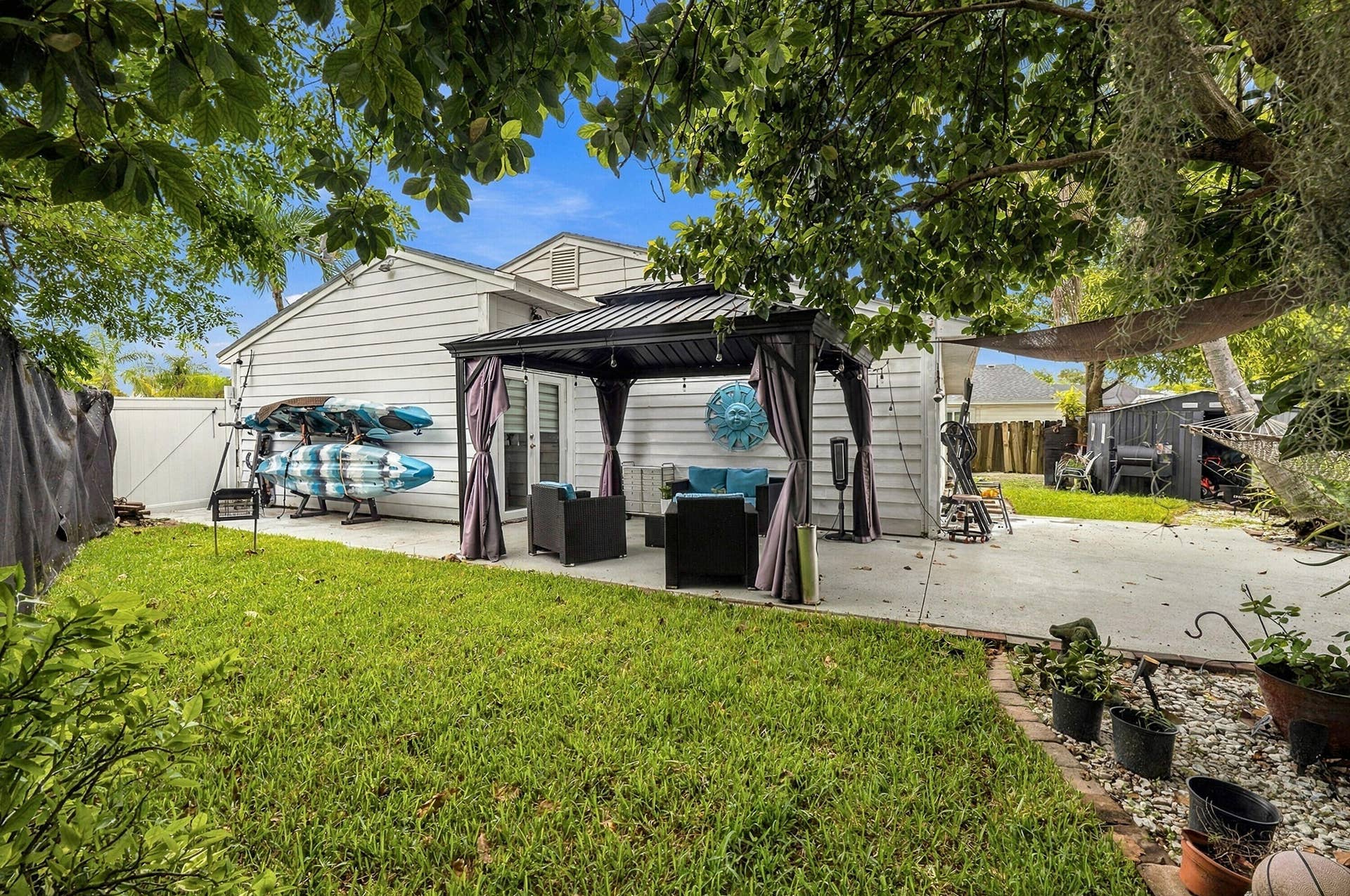 Spacious backyard with patio