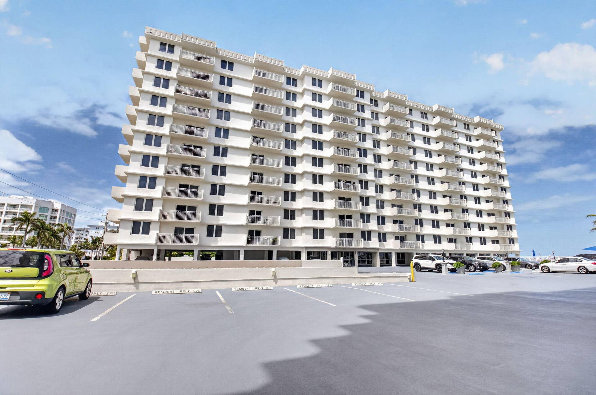 Impressive building on the Highland Beach oceanfront