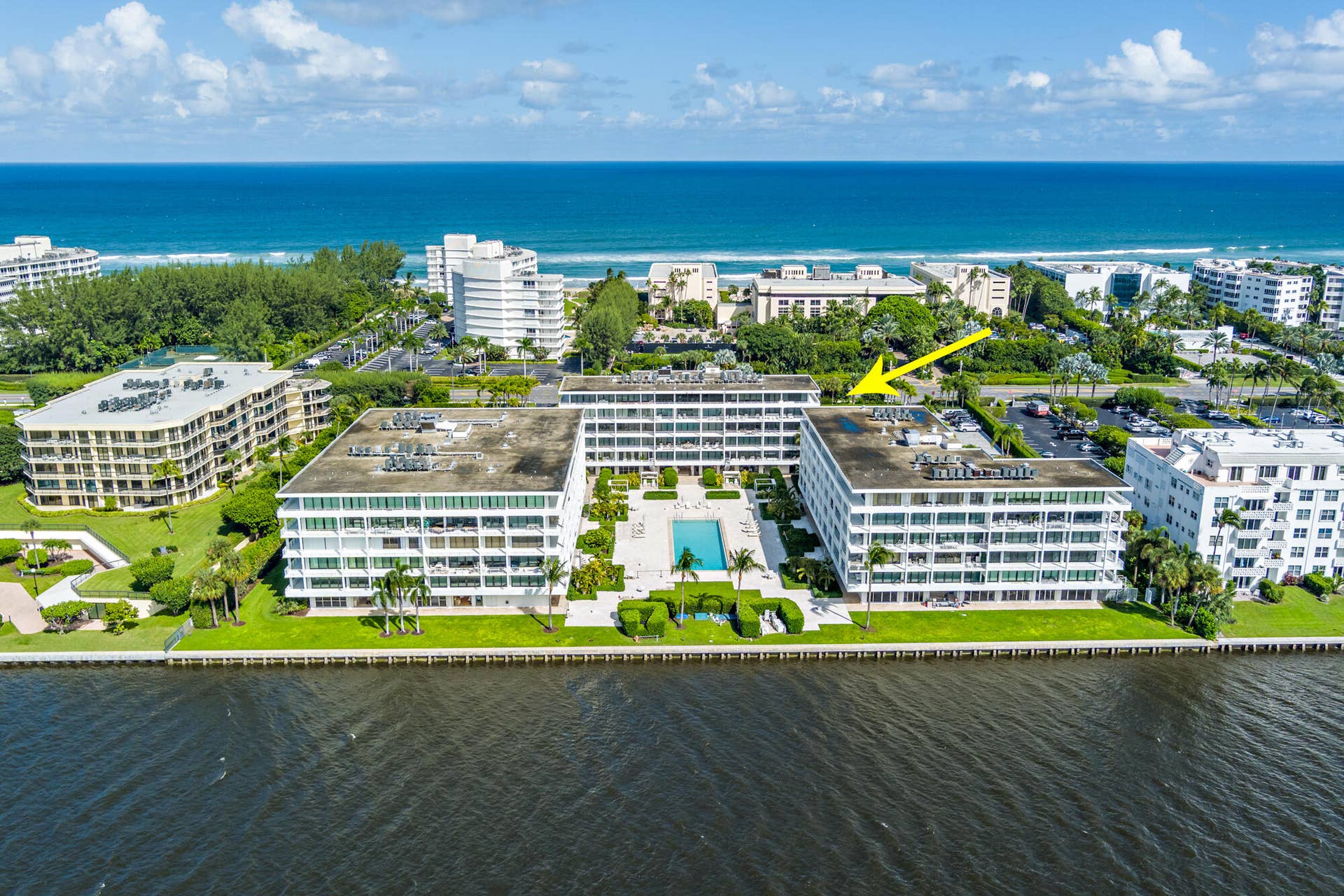 2784 S OCEAN Boulevard, #301E, Palm Beach, Palm Beach, FL 33480 Drone shot to the ocean