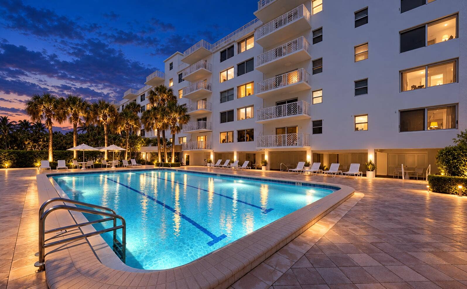 139 SUNRISE Avenue, #2080, Palm Beach, FL 33480 139 Pool Twilight