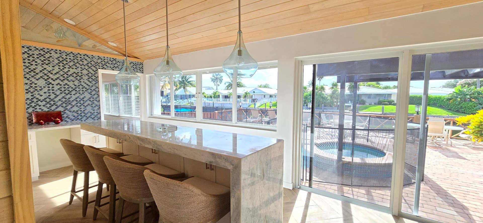 4011 NE 27th Terrace, Lighthouse Point, FL 33064 Waterfall bar overlooking pool & water