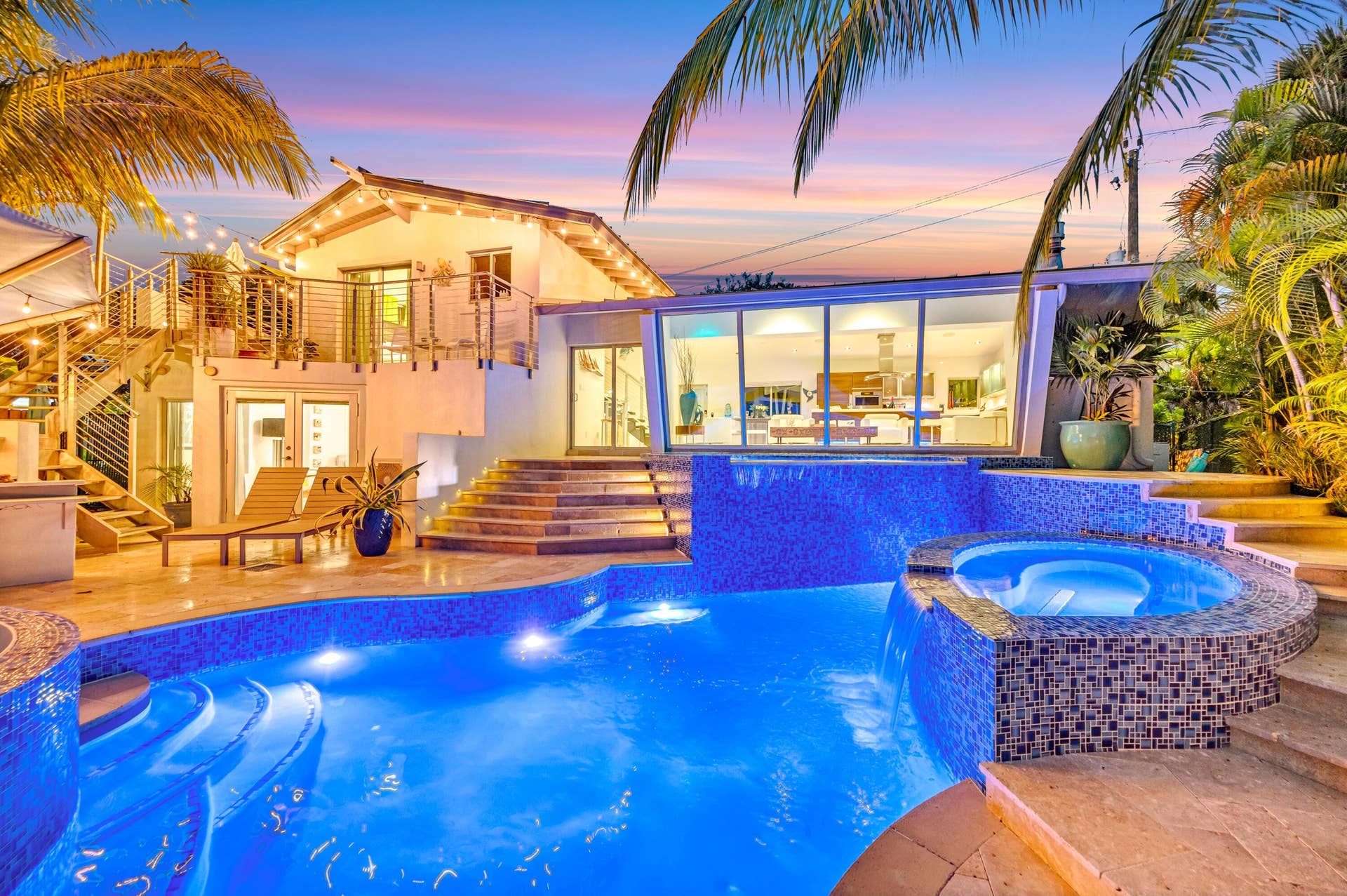 510 SW 18th Avenue, Fort Lauderdale, FL 33312 Multi-level outdoor living space featuring a custom pool, integrated spa, and expansive patio
