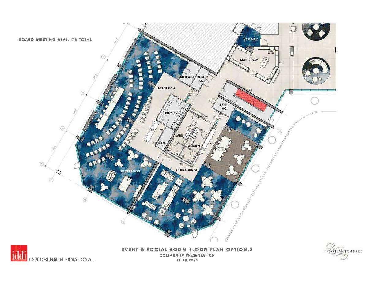 100 Lakeshore Drive, #251, North Palm Beach, FL 33408 Social room floor plan and rendering_Pag
