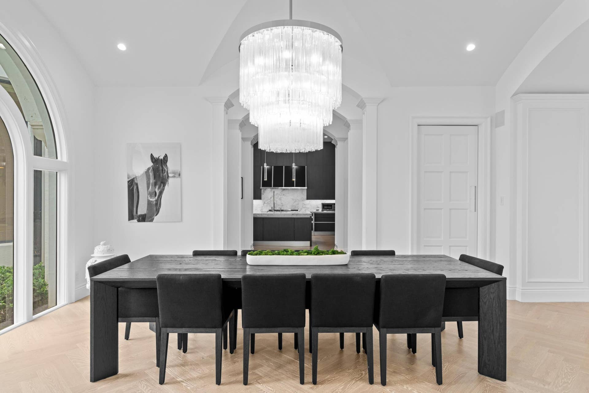 Featuring designer crystal chandelier from Circa Lighting
