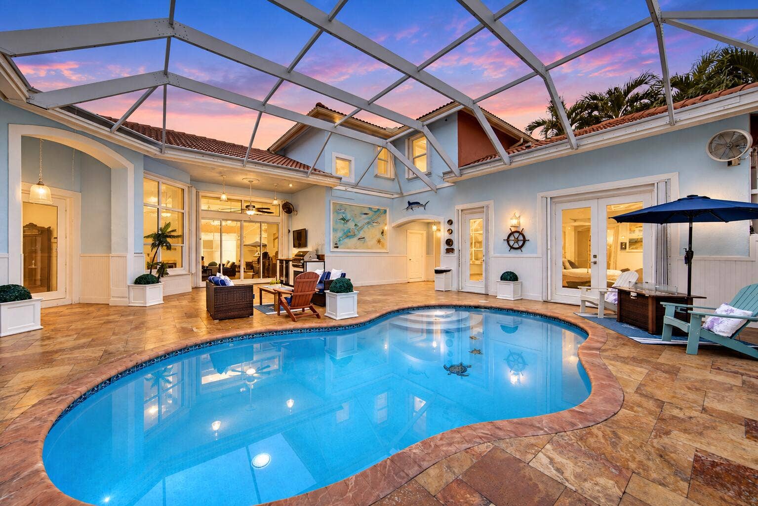 11950 NW 3RD Drive, Coral Springs, FL 33071 Twilight Coastal Pool Courtyard