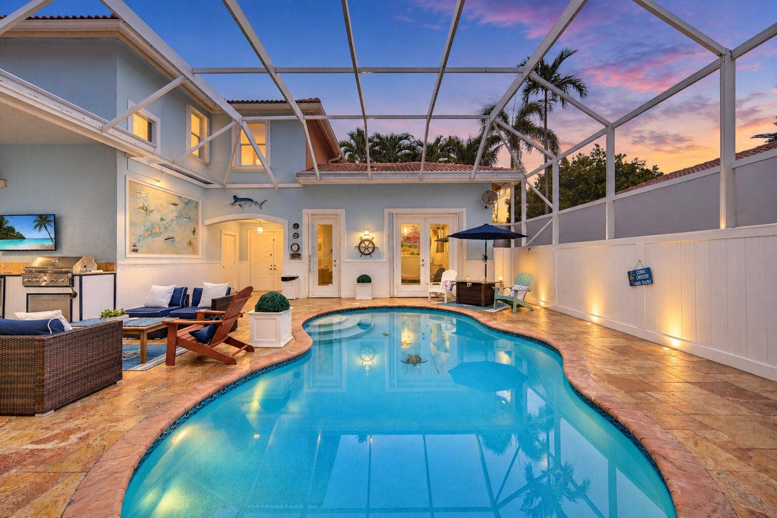 11950 NW 3RD Drive, Coral Springs, FL 33071 Twilight Coastal Lanai and Pool Retreat