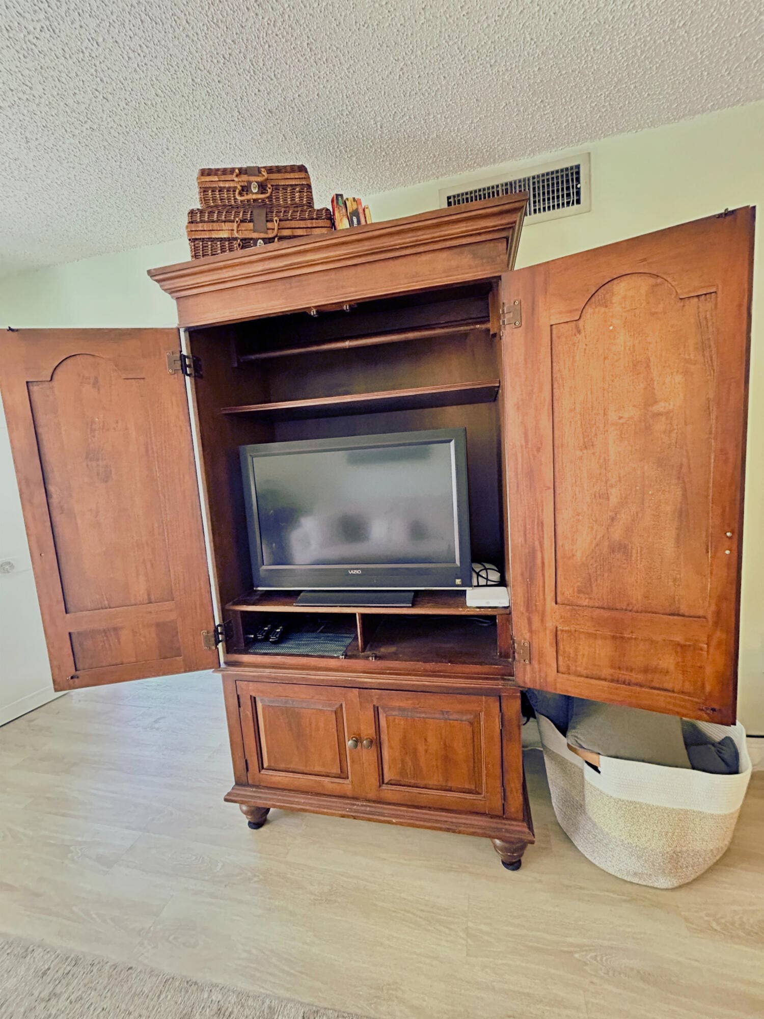 Armoire with flat panel tv in living