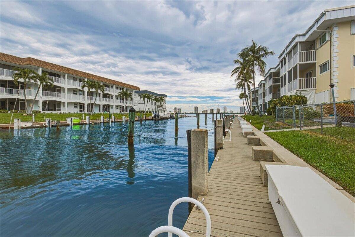 101 Doolen Court, #205, North Palm Beach, FL 33408 Side canal where boat slips are used.