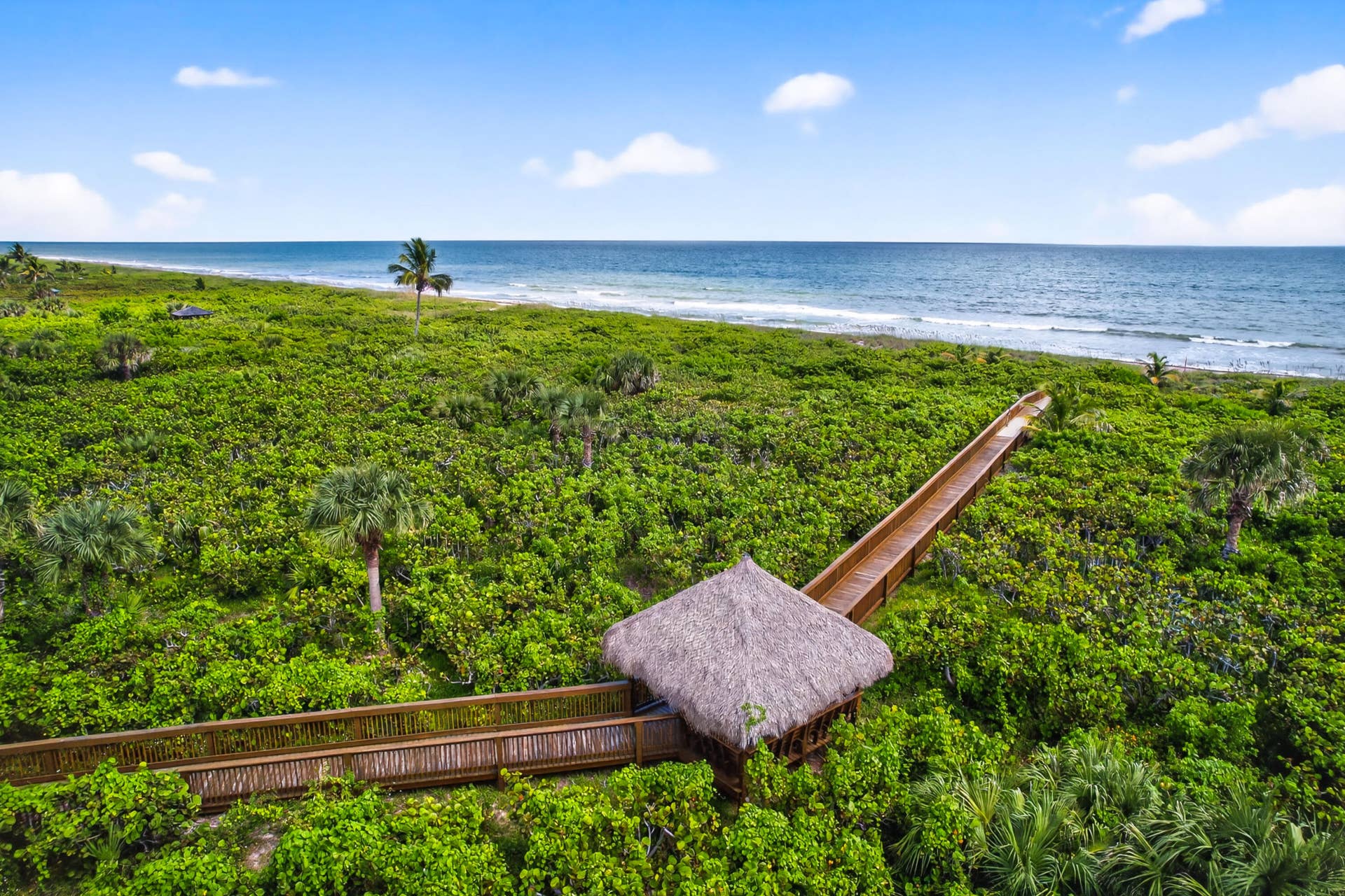 Private beach easement with pavilion.