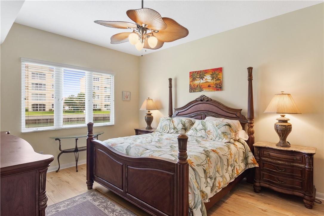 Large primary suite with ensuite bath and two walk-in closets.