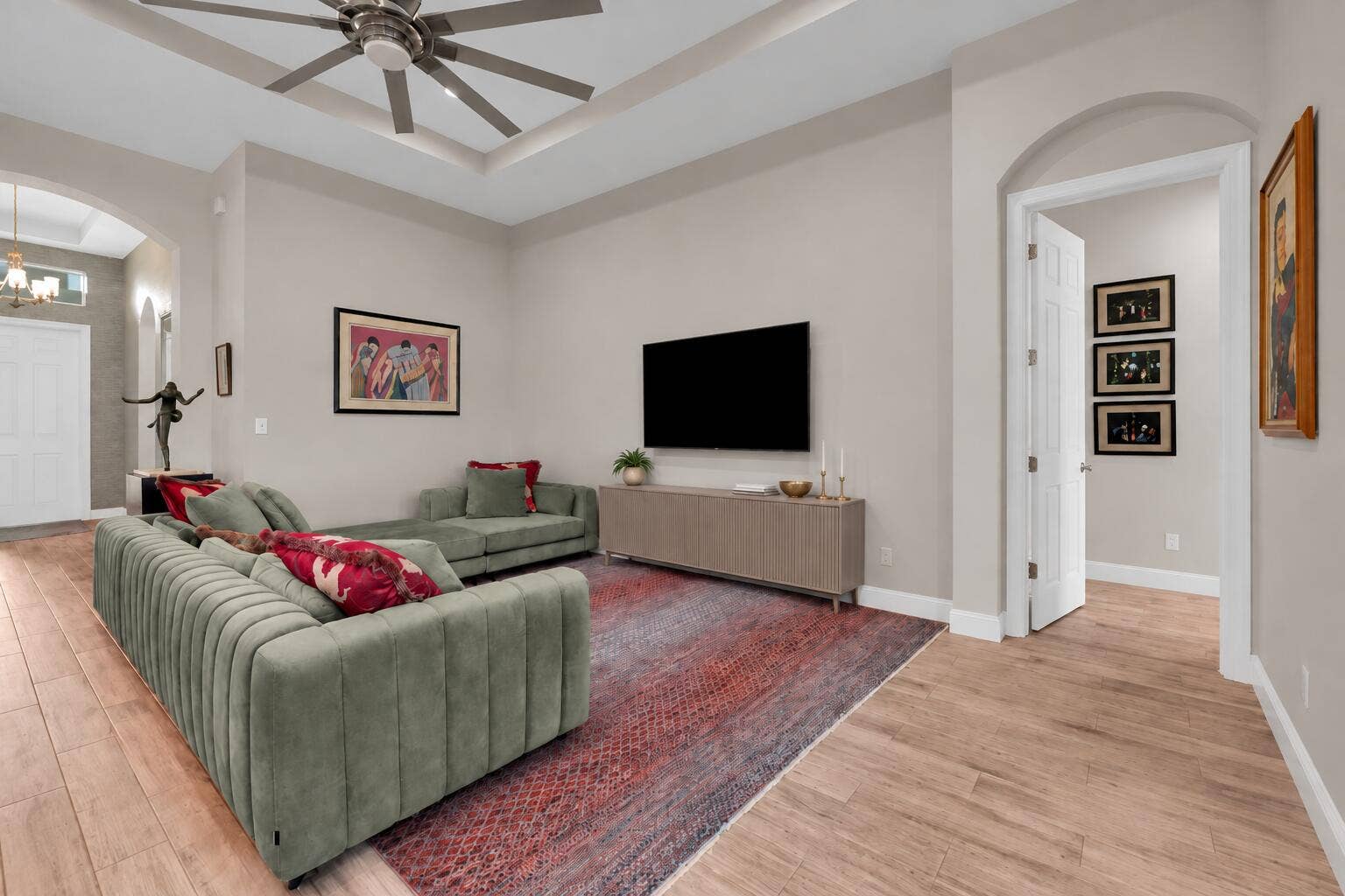 Modern Living Room with Mounted TV and S