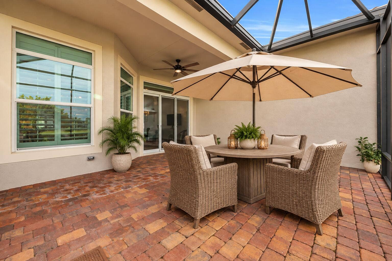 Elegant Screened Patio Dining Retreat