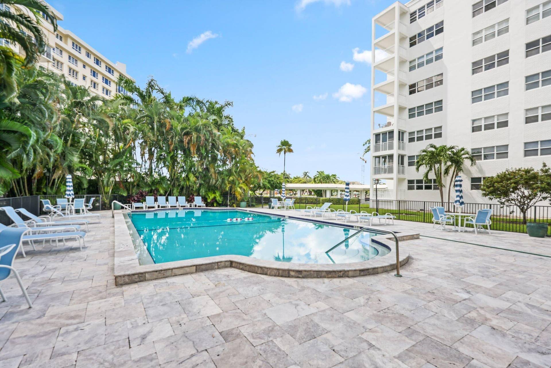 Large saltwater pool hidden among the 2 acres of lush greenery and garden space