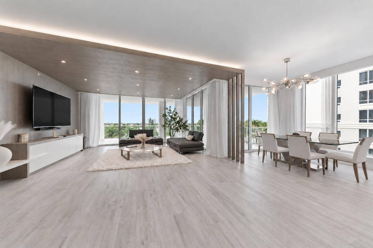 Living Room Lutron Shades up