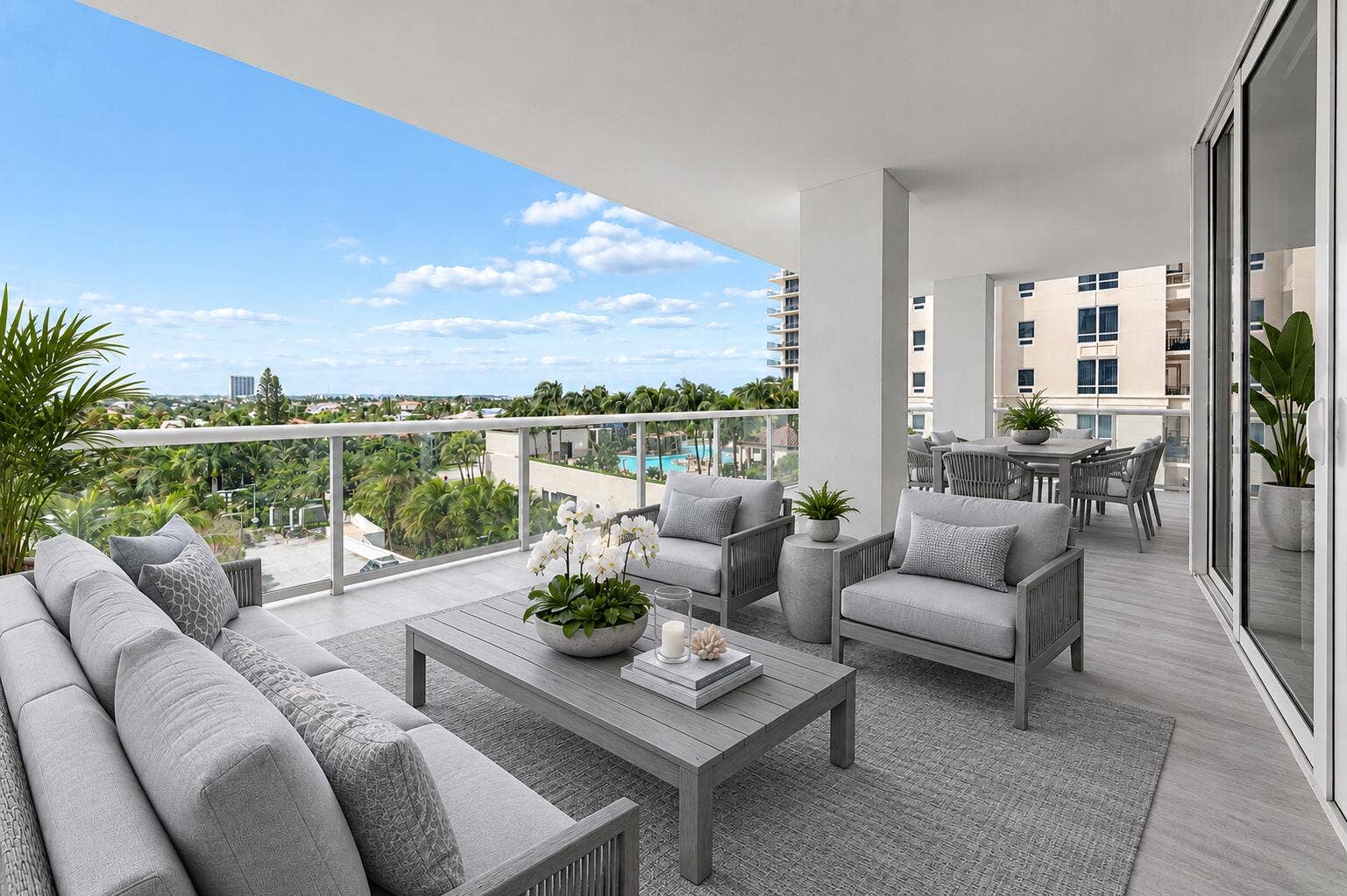 Virtually staged terrace furniture photo