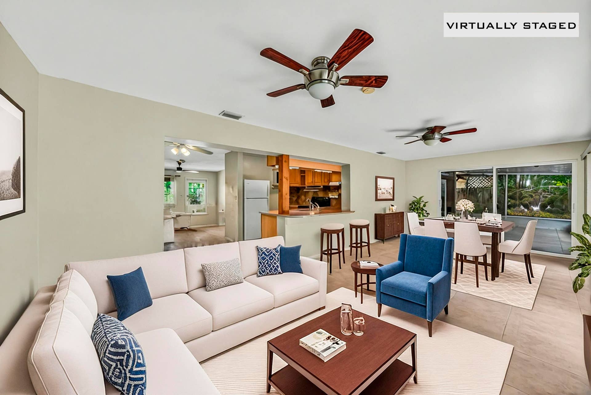 1540 NE 40th Street, Oakland Park, FL 33334 living dining staged