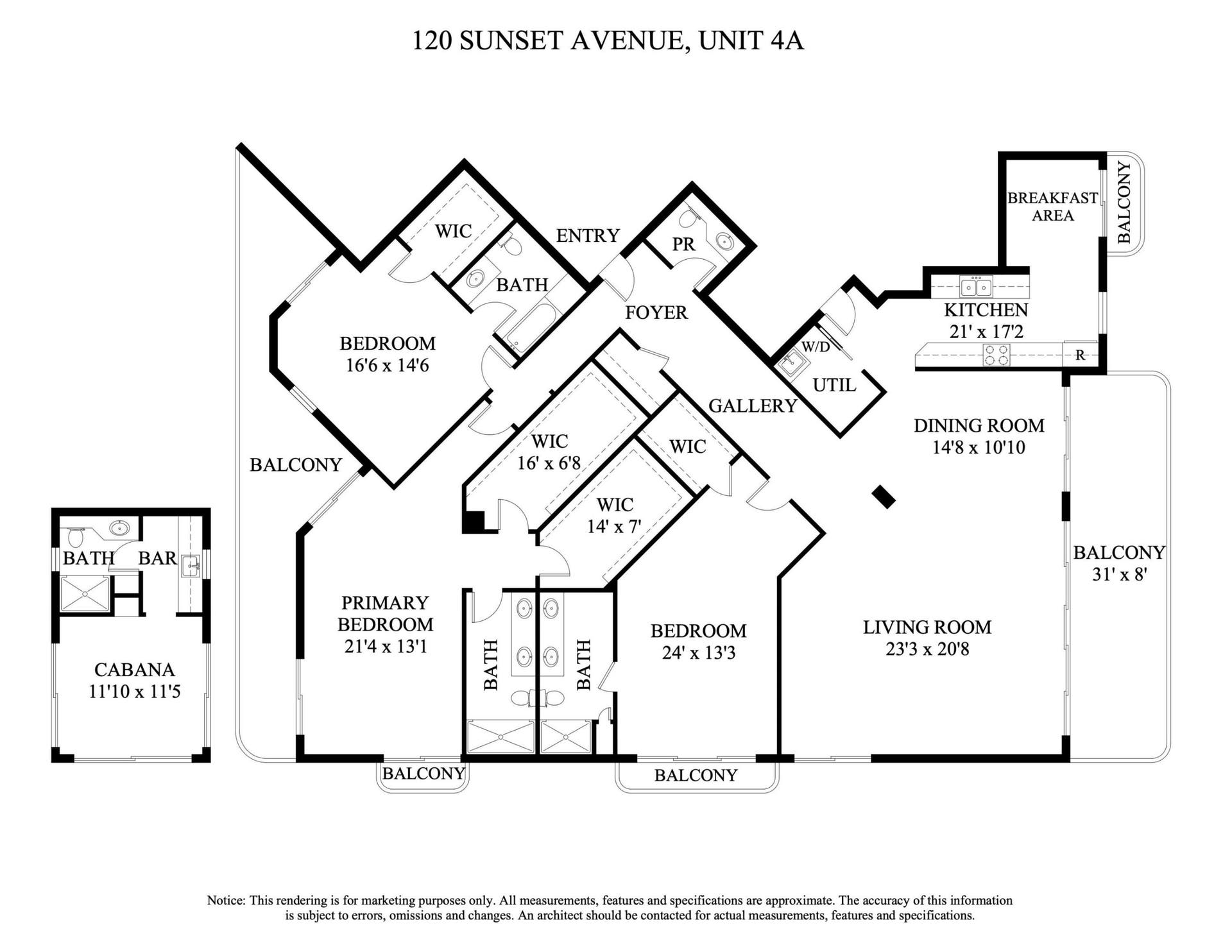 120 Sunset Avenue, #W 4 A, Palm Beach, FL 33480 Floor Plan