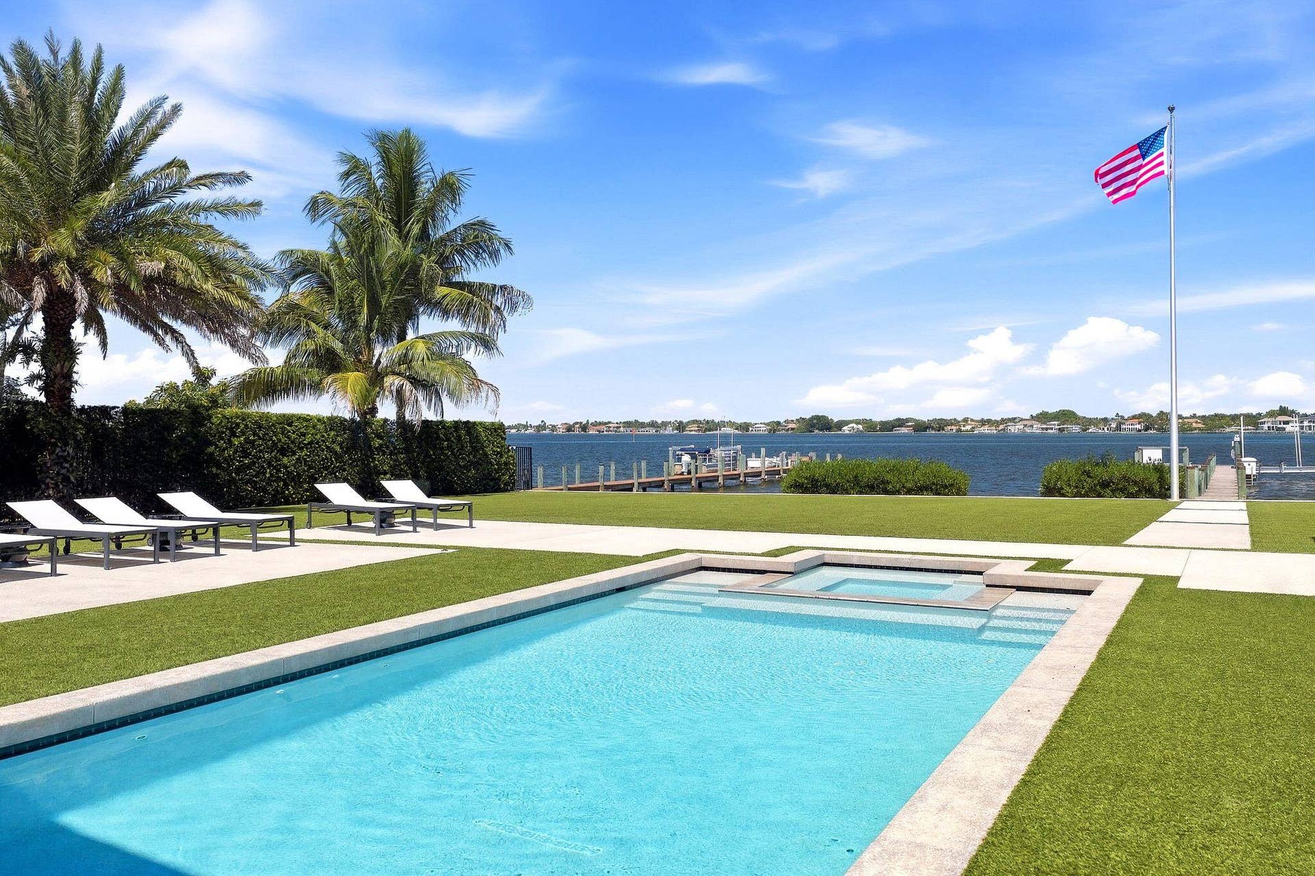 Pool and Water View From Dining Room
