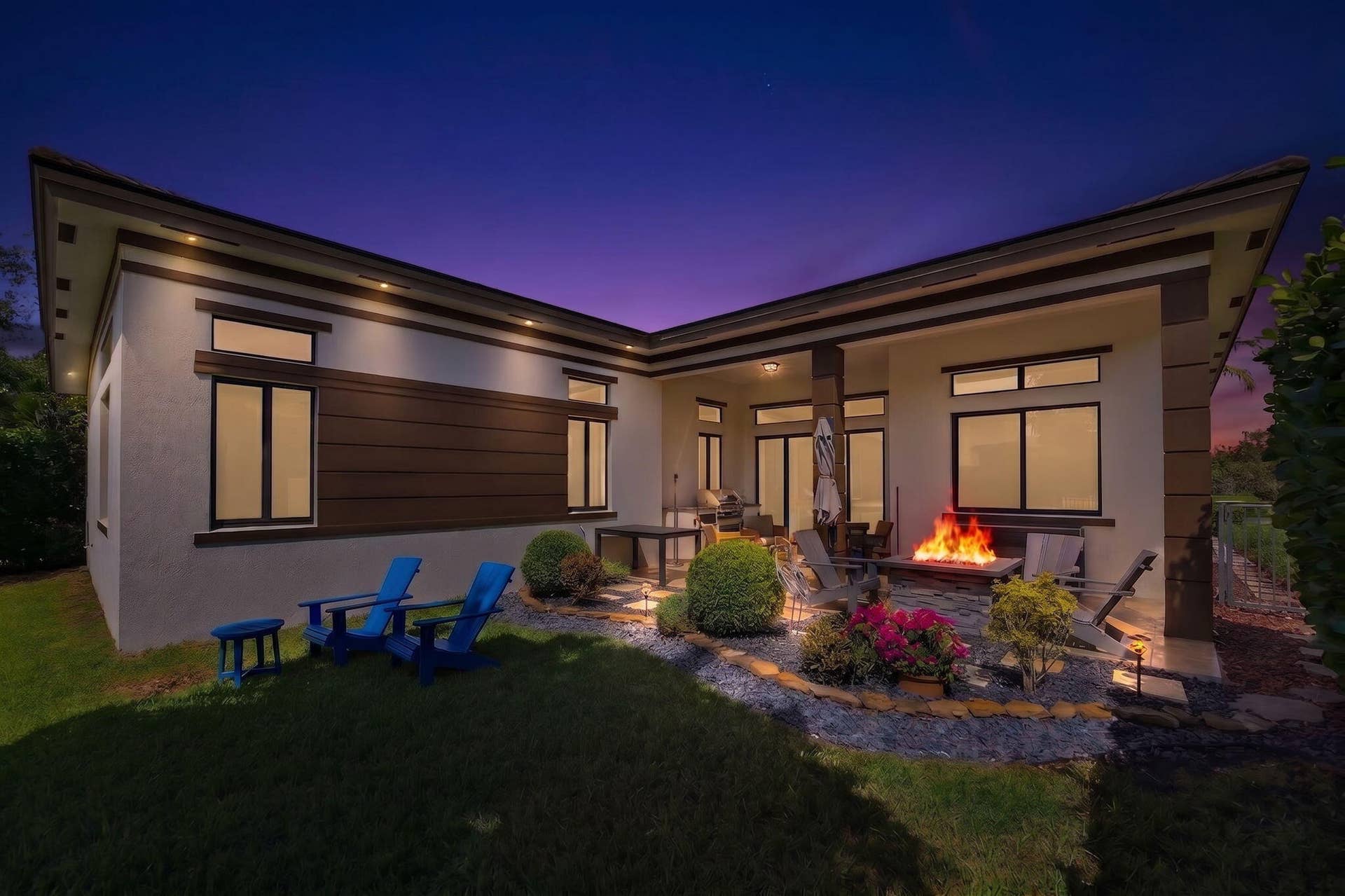 10490 S Lago Vista Circle, Parkland, FL 33076 Twilight firepit