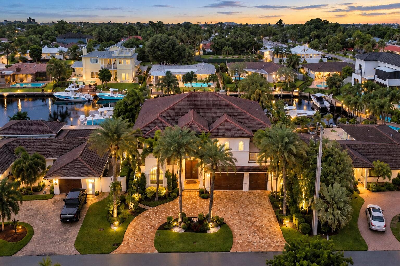 3489 NE 30TH Avenue, Lighthouse Point, FL 33064 Twilight Waterfront Mediterranean Estate