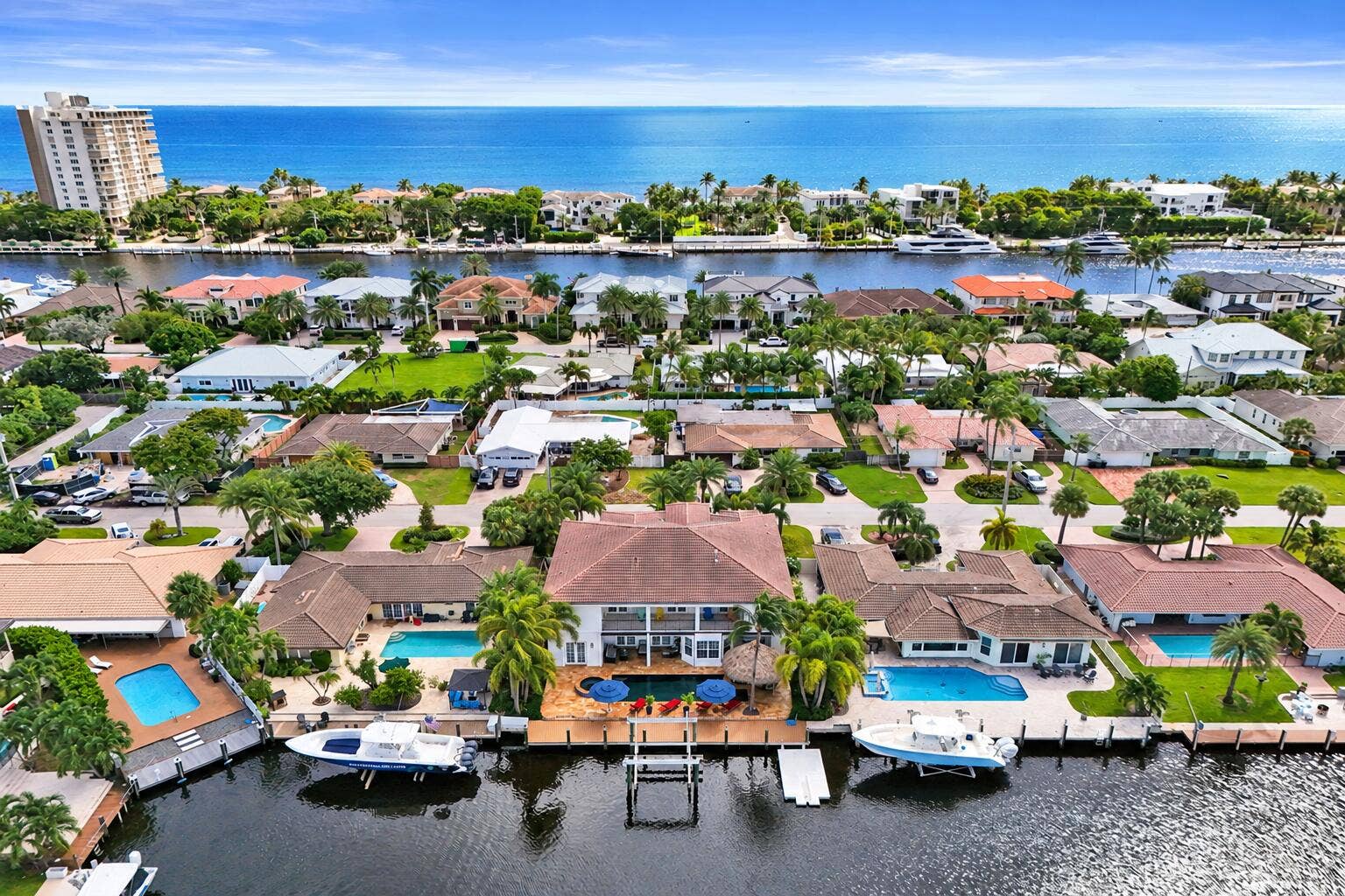 3489 NE 30TH Avenue, Lighthouse Point, FL 33064 Aerial Luxury Waterfront Neighborhood