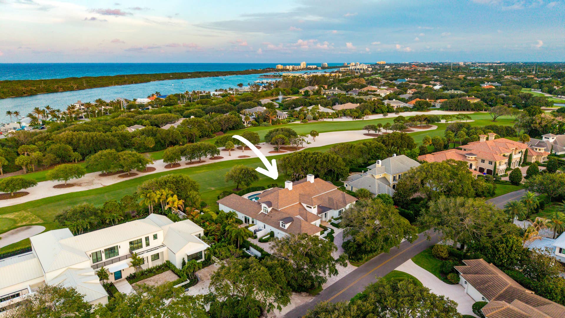 17965 SE VILLAGE Circle, Tequesta, FL 33469 Twilight Aerial
