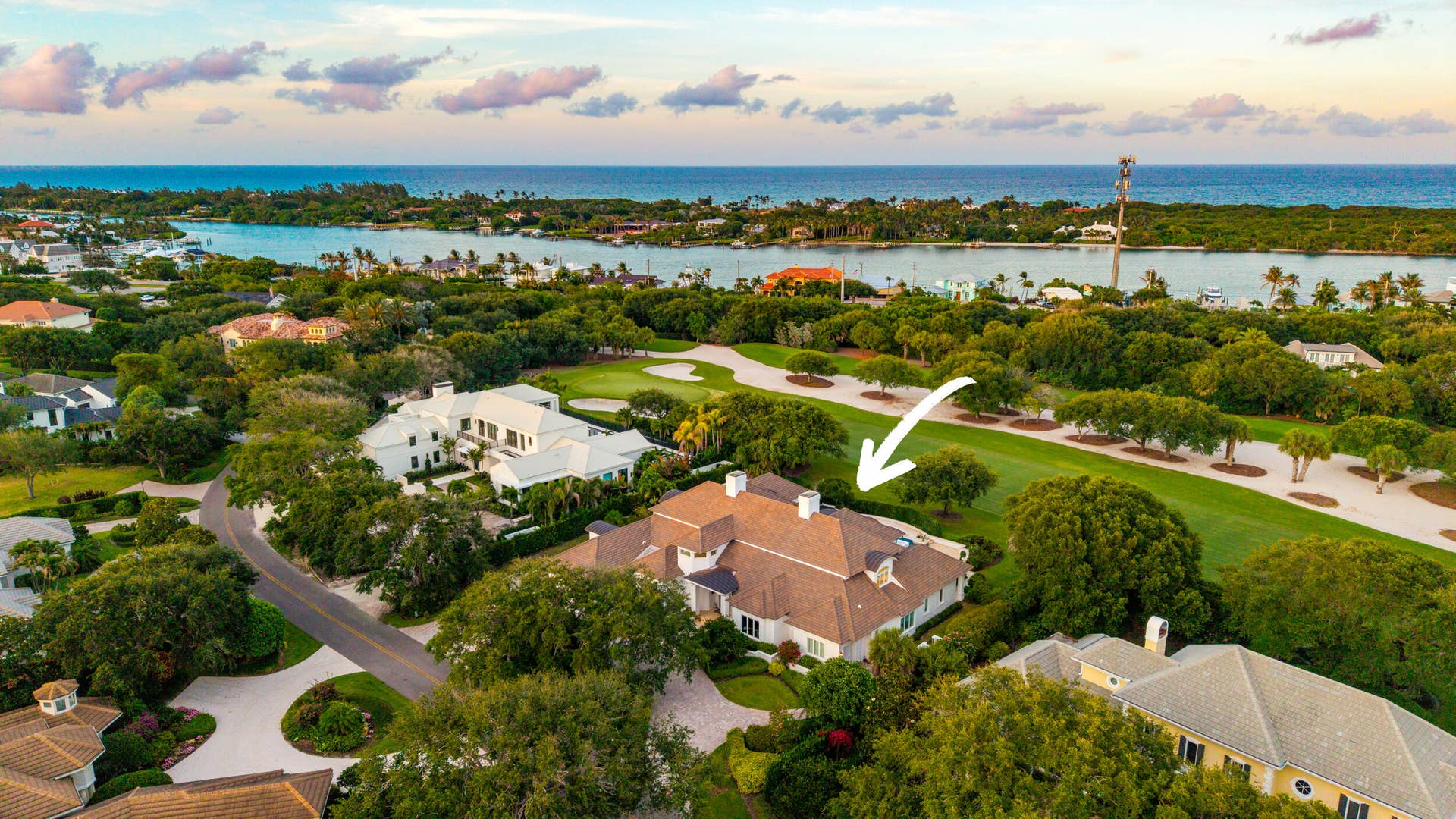 17965 SE VILLAGE Circle, Tequesta, FL 33469 Twilight Aerial