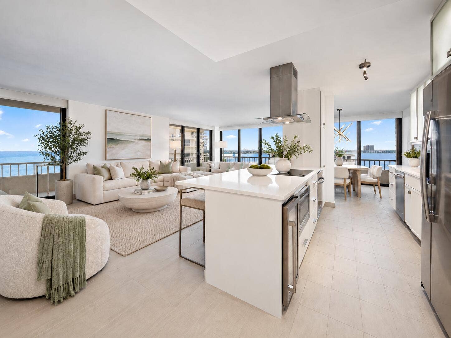 5510 N OCEAN Drive, #11B, Singer Island, FL 33404 Great Room - Virtually Staged