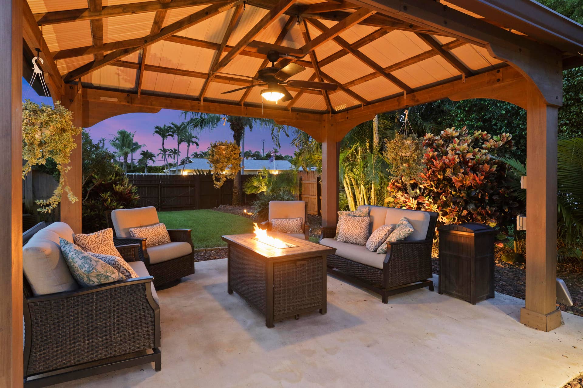 3590 Lakeview Drive, Delray Beach, FL 33445 A built-in gazebo with electric offers a private, cozy space to relax and unwind. Beyond the pool is a space big enough to fit an RV, boat, golf simulator, guesthouse, or anything your mind can imagine.
