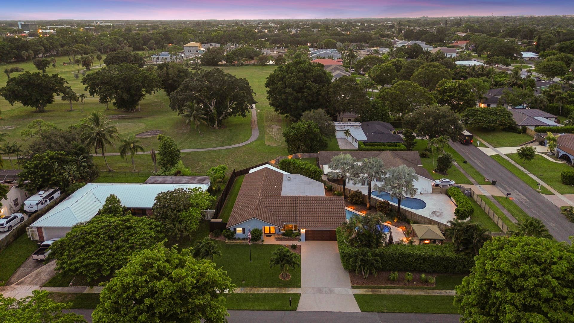 3590 Lakeview Drive, Delray Beach, FL 33445 Enjoy exquisite sunsets down the long fairway of the 8th hole of Lakeview Golf Course.
