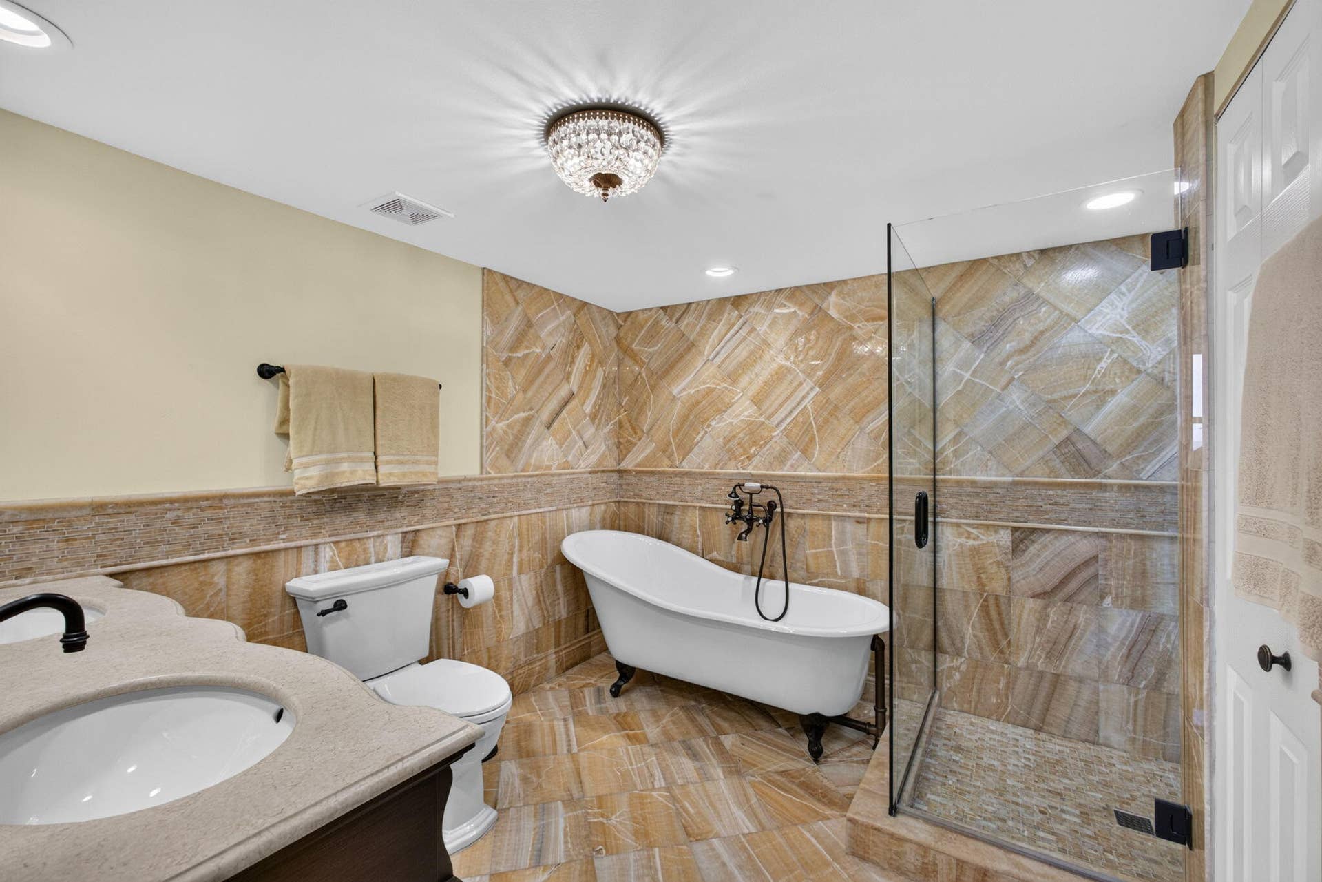 5280 N Ocean Drive, #12B, Riviera Beach, FL 33404 Owners Bath with European Marble