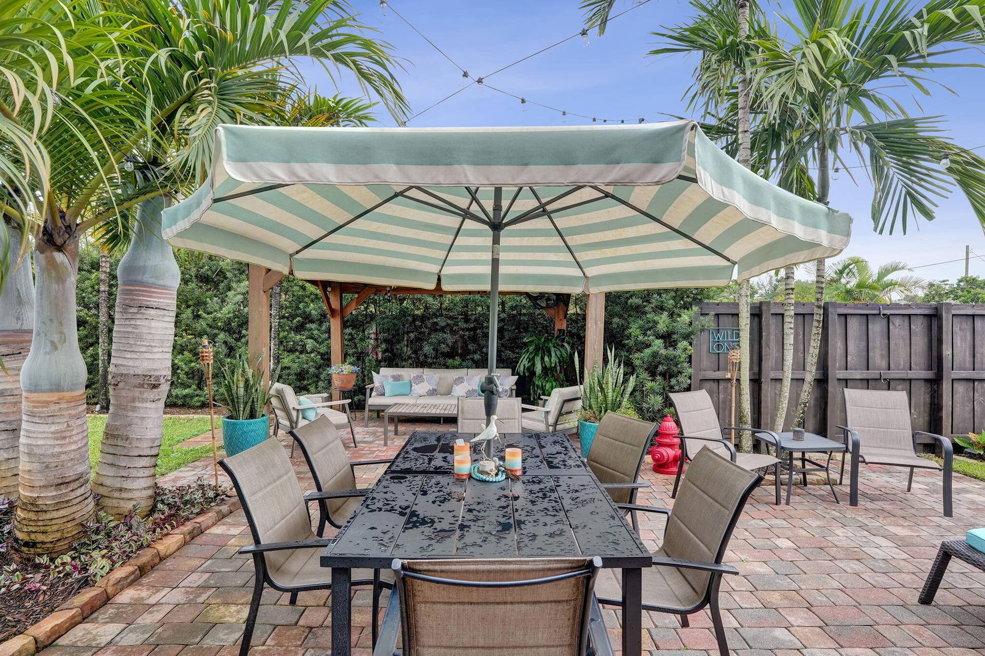 Fenced backyard with room for pets to roam