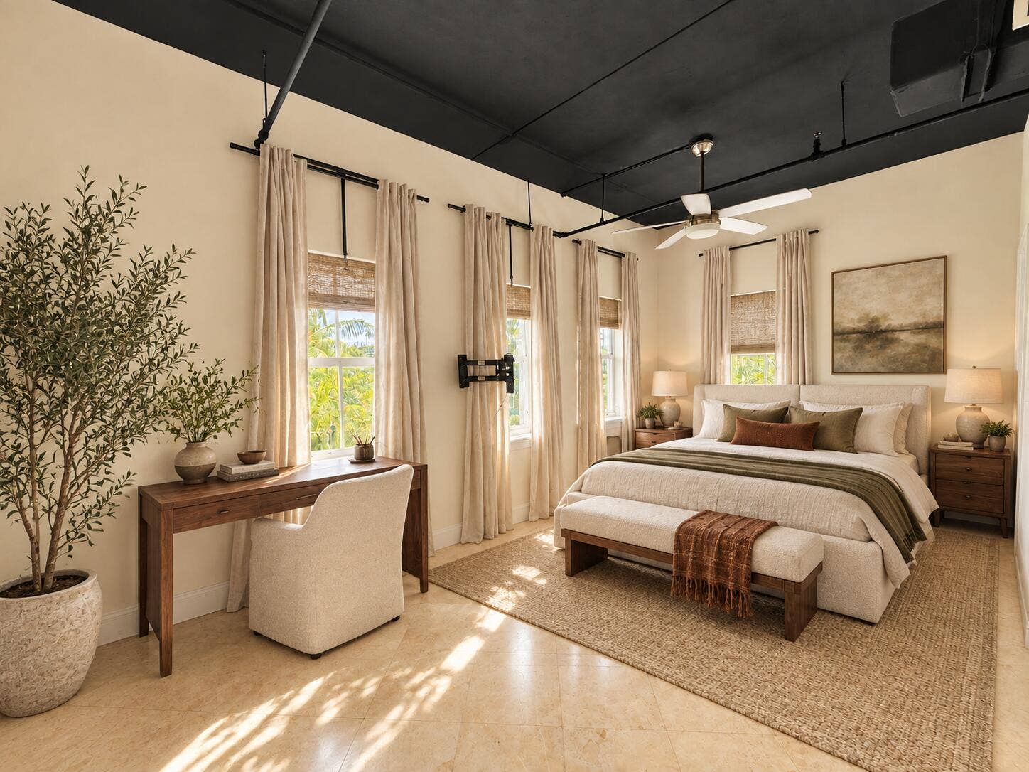 Warm organic modern bedroom redesign