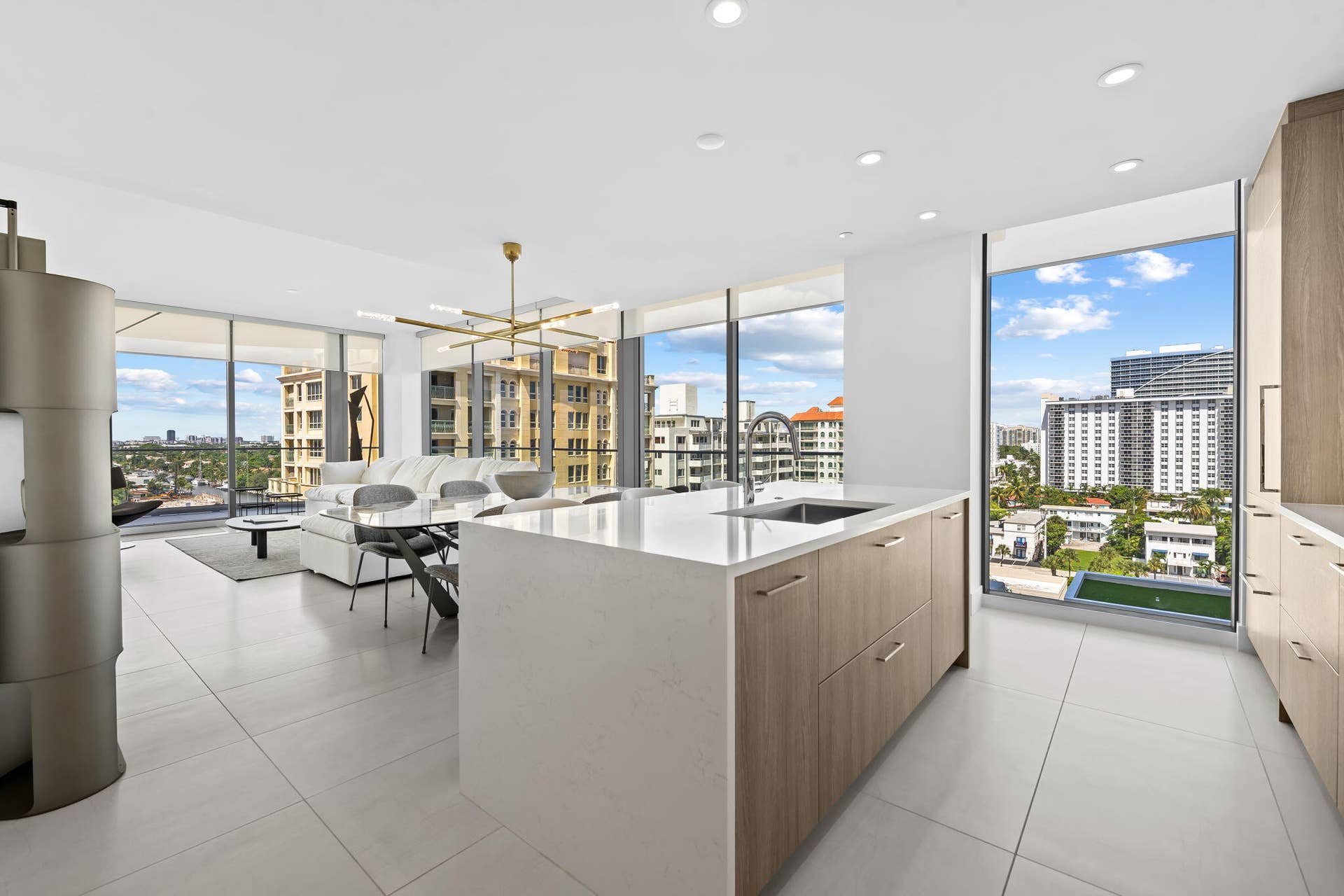 153 N Seabreeze Boulevard, #704, Fort Lauderdale, FL 33304 Living Area, Dining Area, and Kitchen