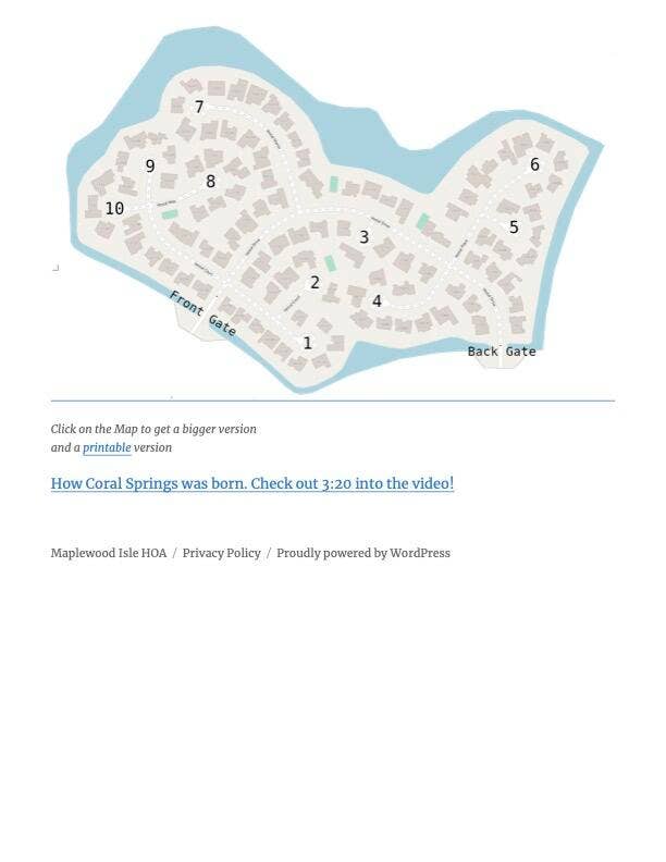 10240 Vestal Court, Coral Springs, FL 33071 Maplewood Isle Map