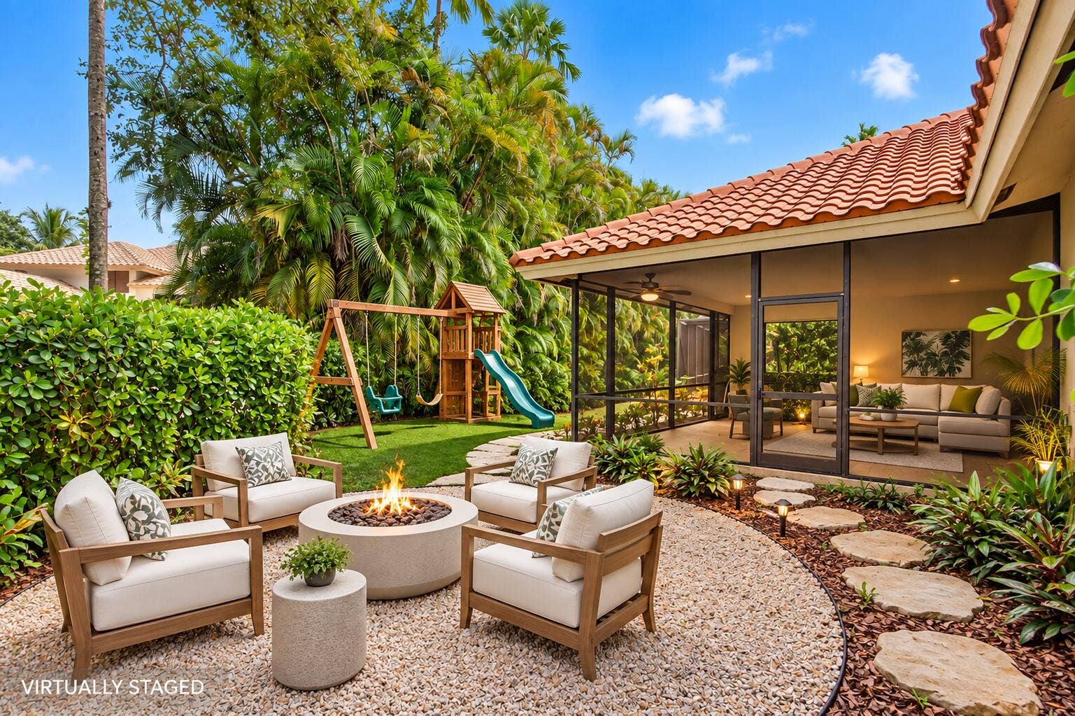 10240 Vestal Court, Coral Springs, FL 33071 Side Yard Virtually Staged for ideas new owners could create in this blank space as it sits now.