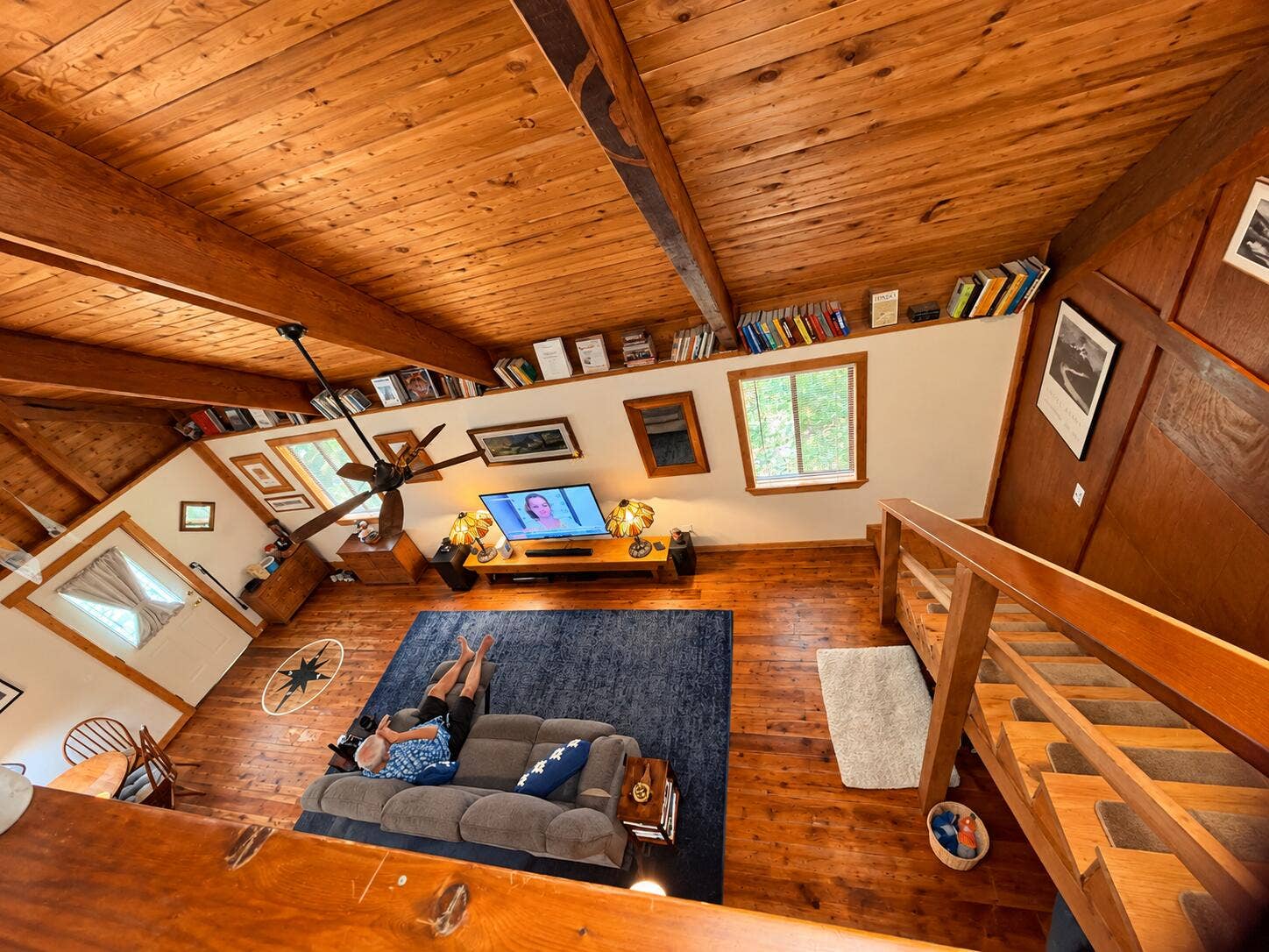 Rustic Cabin Living Room from Above