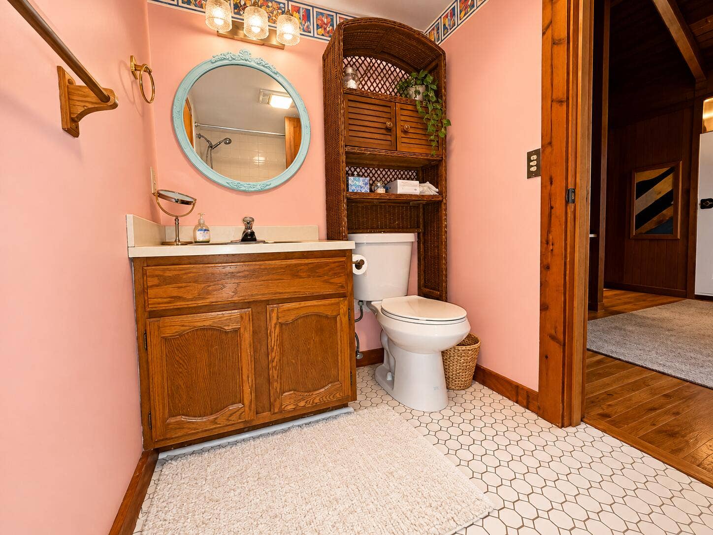 Cozy Vintage Pink Bathroom